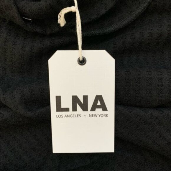 Revolve LNA Oversized Turtleneck Sweater Waffle Knit Slit Mock neck Black XS - Picture 12 of 16